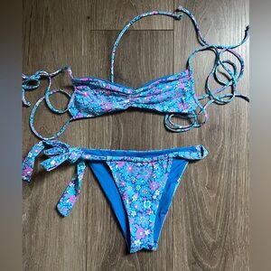 Frankie's Bikinis Floral Blue and Pink Bikini